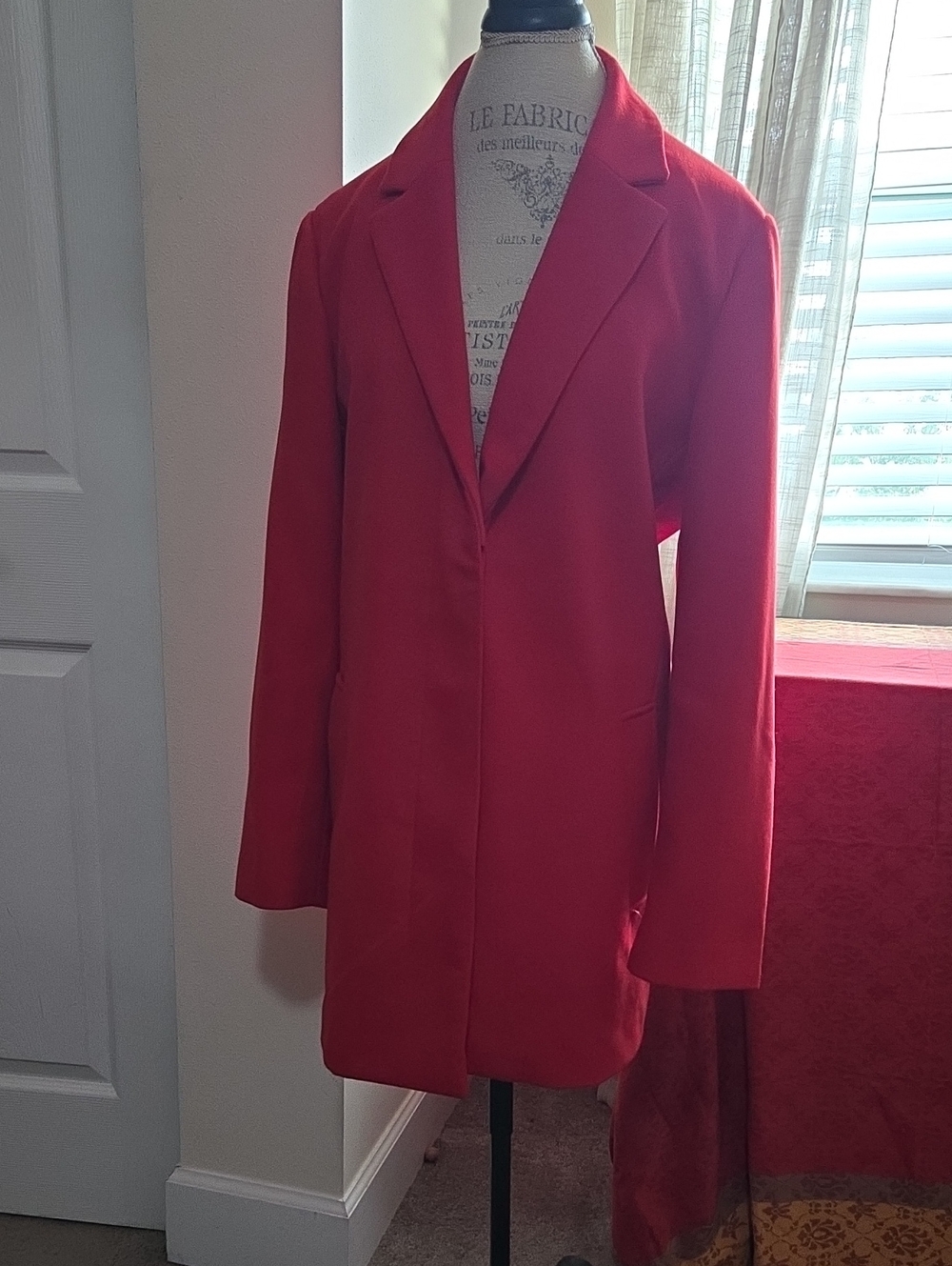Banana Republic Women's Red Longline Blazer Coat